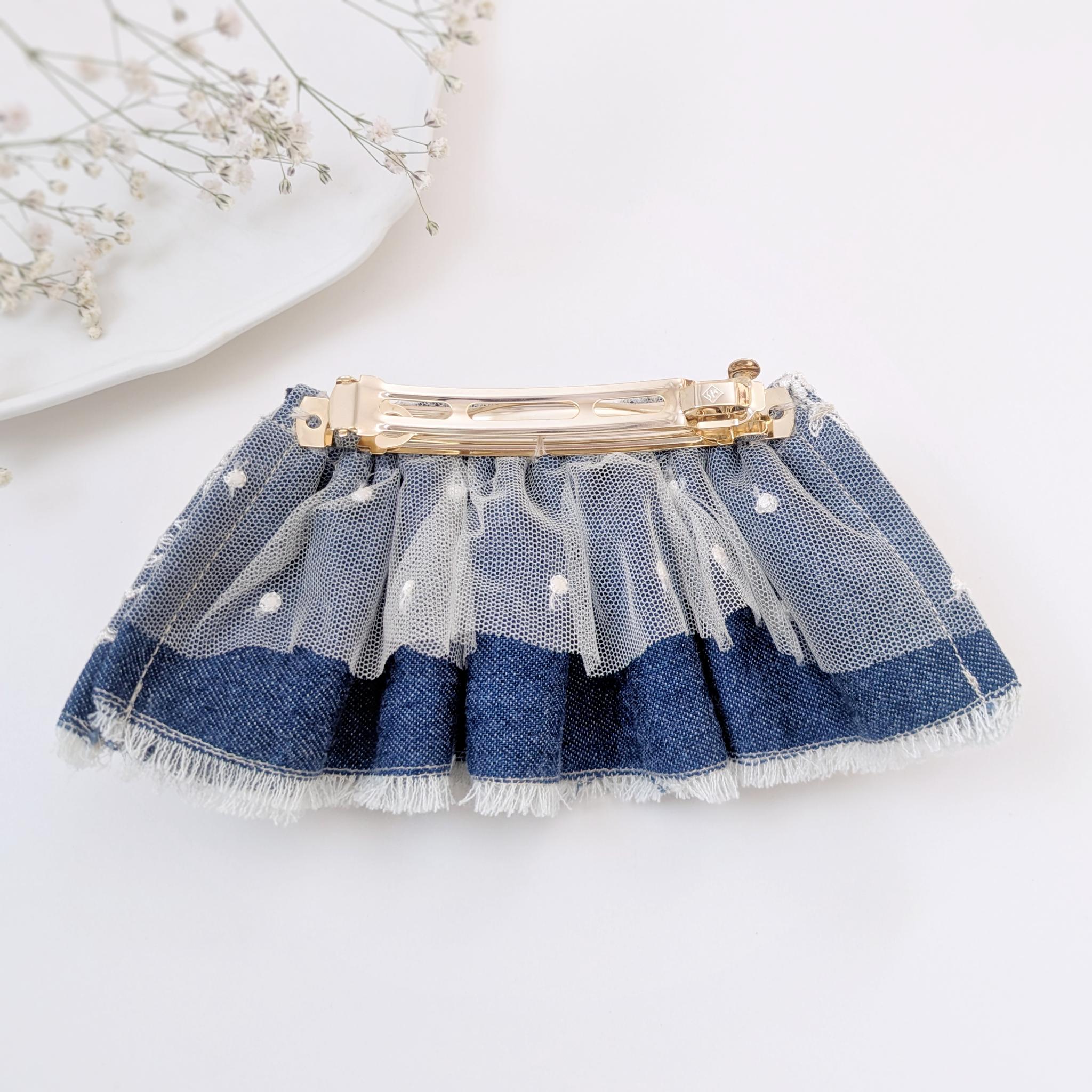 大人のための​シュシュ見えバレッタ〜春色デニムと刺繍チュール〜 | 9枚目