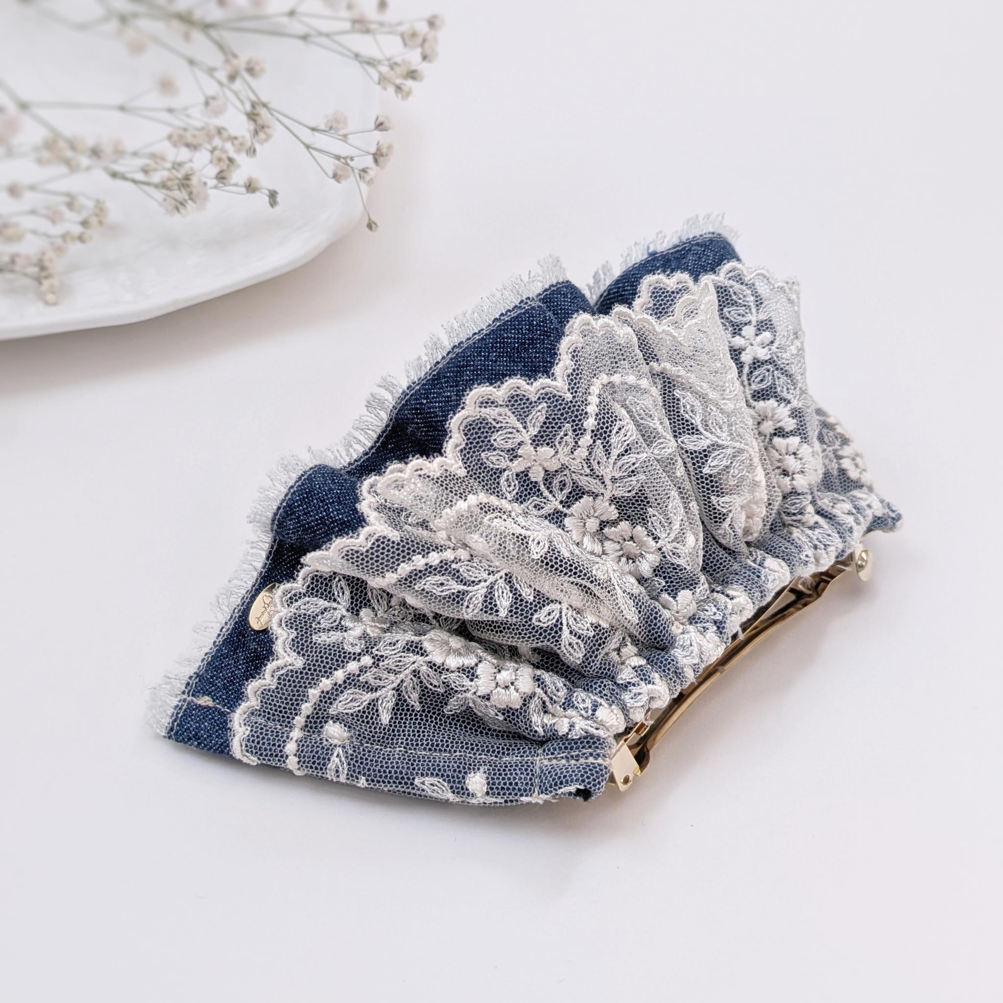 大人のための​シュシュ見えバレッタ〜春色デニムと刺繍チュール〜 | 7枚目