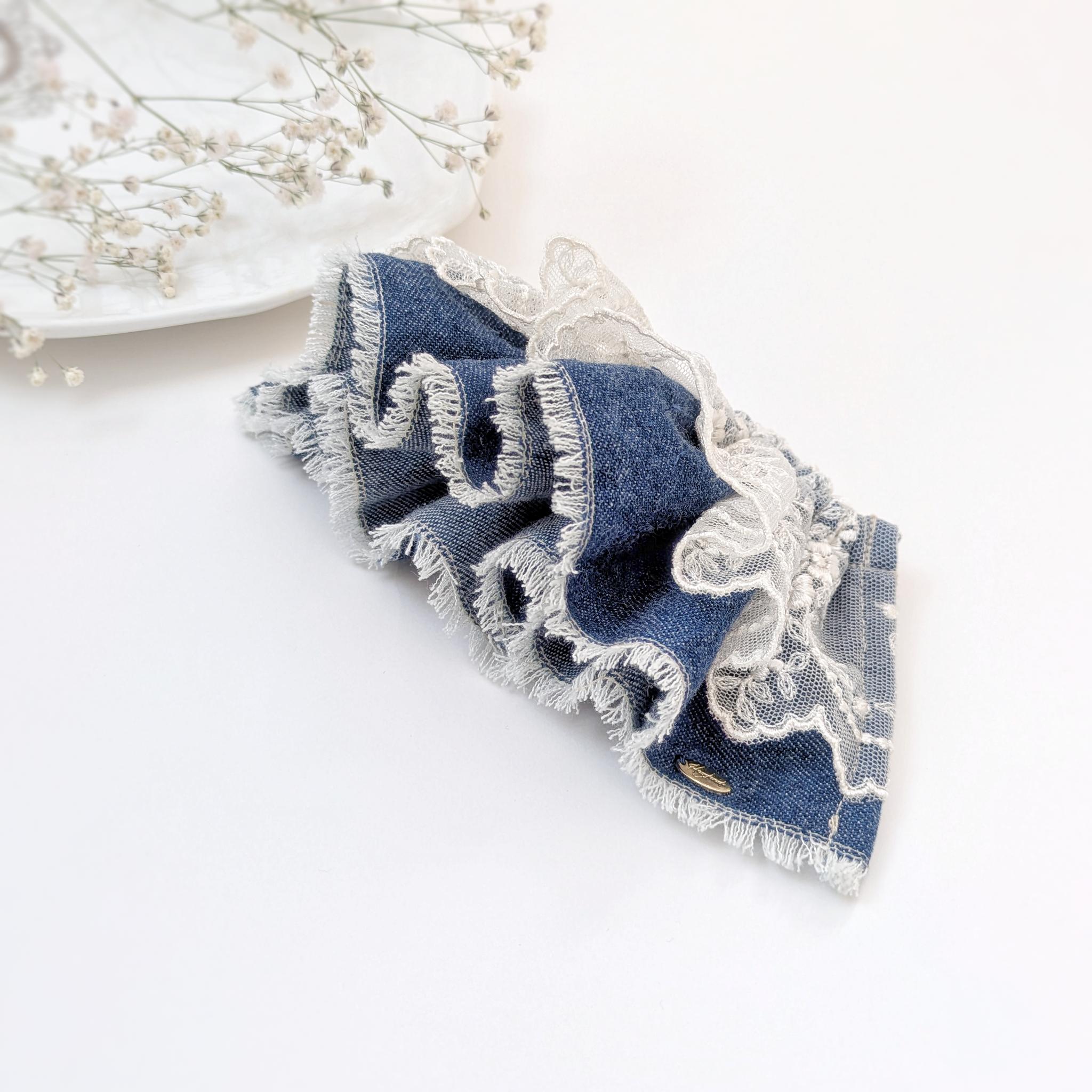 大人のための​シュシュ見えバレッタ〜春色デニムと刺繍チュール〜 | 8枚目