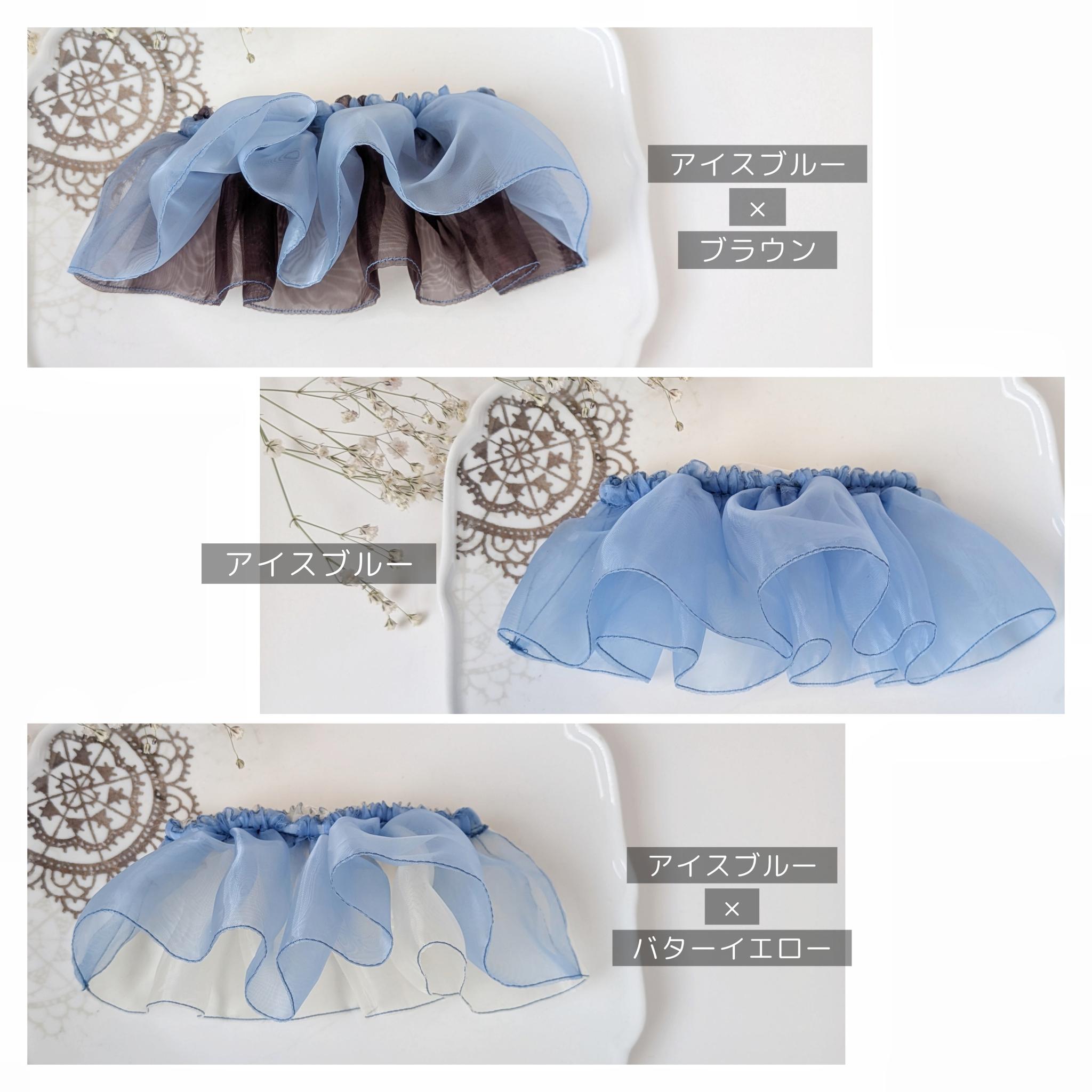 全3色｜大人のためのシュシュ見えバレッタ 晴れやかブルー　グラス♡オーガンジー バターイエロー＆ブラウン＆アイスブルー | 13枚目