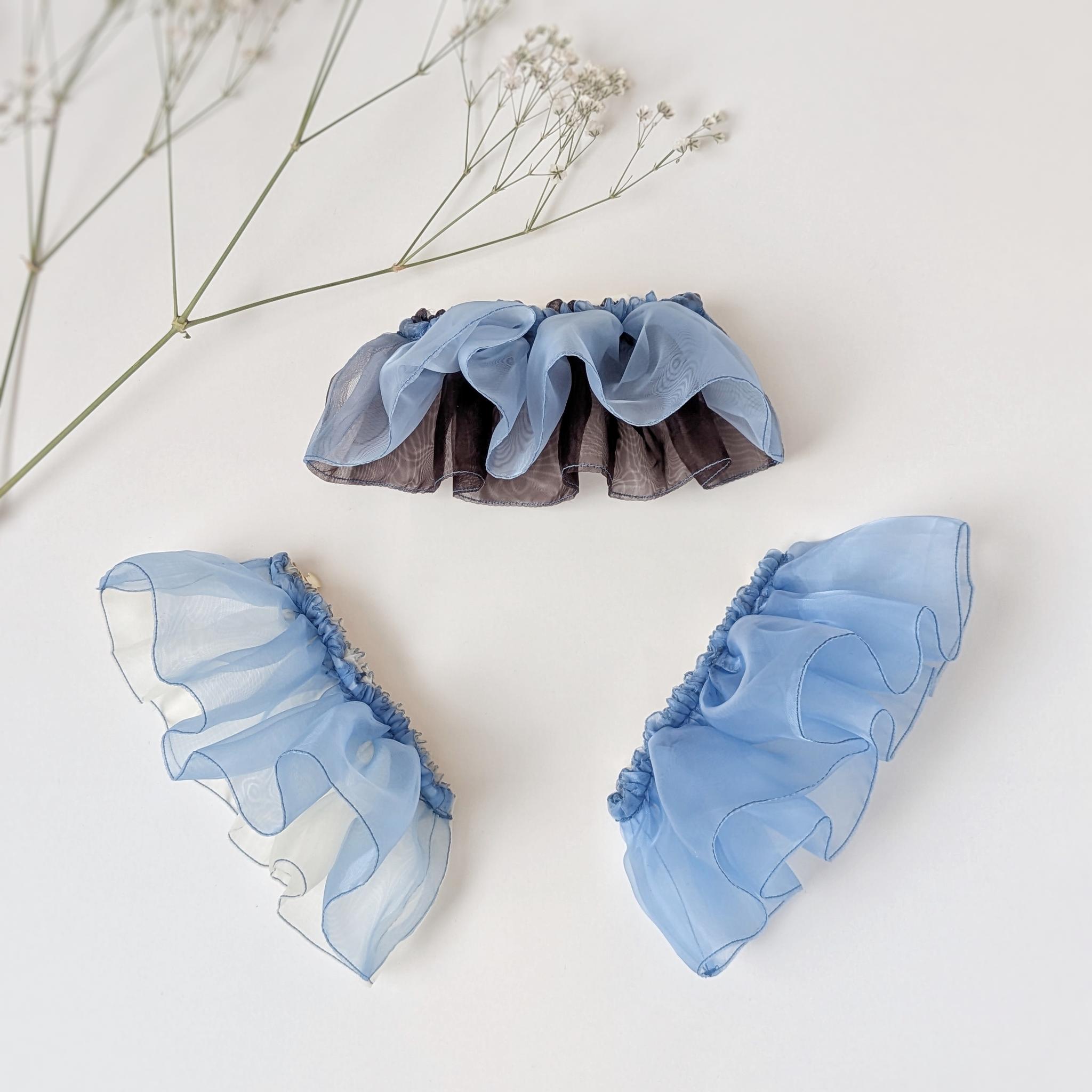 全3色｜大人のためのシュシュ見えバレッタ 晴れやかブルー　グラス♡オーガンジー バターイエロー＆ブラウン＆アイスブルー | 15枚目