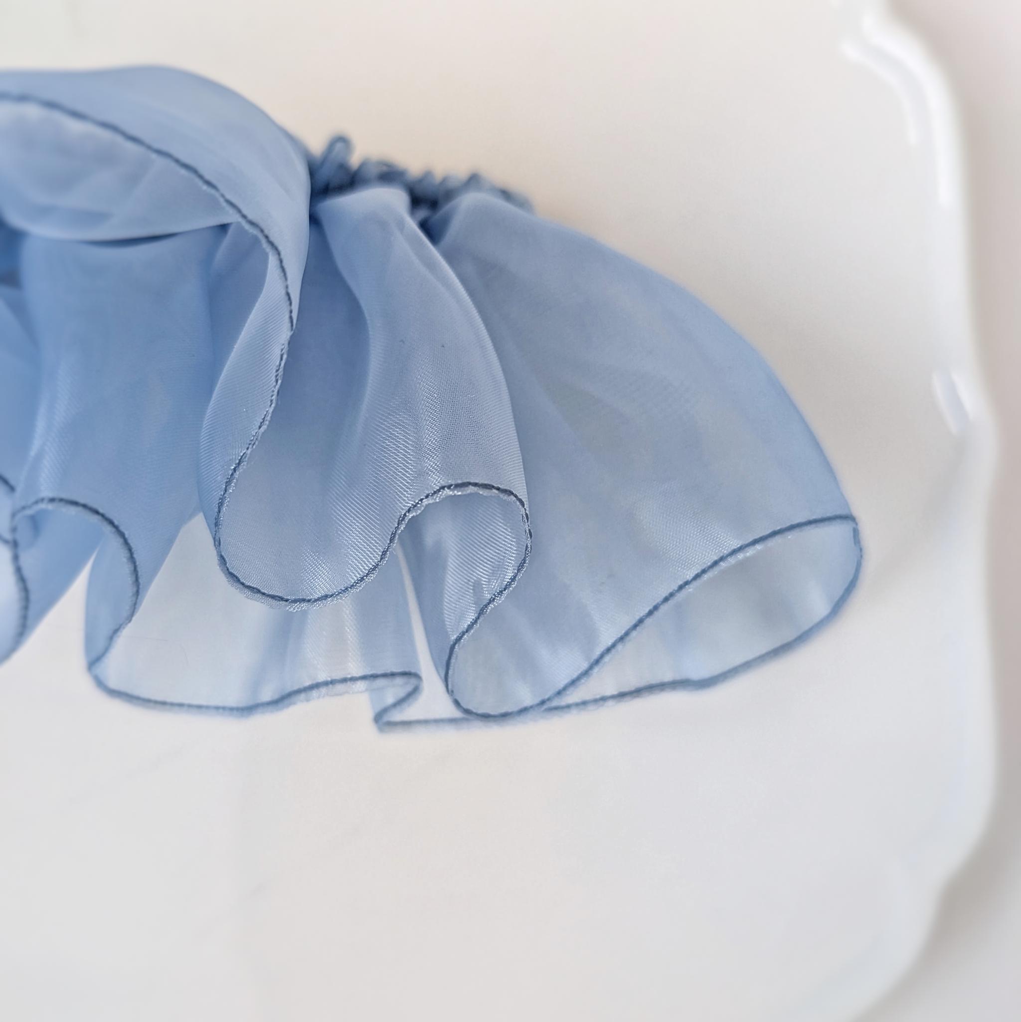 全3色｜大人のためのシュシュ見えバレッタ 晴れやかブルー　グラス♡オーガンジー バターイエロー＆ブラウン＆アイスブルー | 9枚目